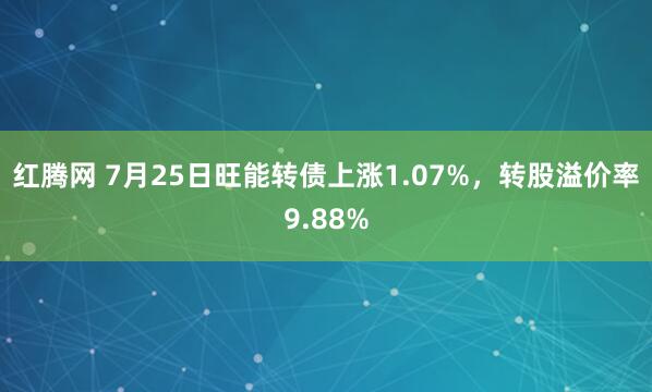 红腾网 7月25日旺能转债上涨1.07%，转股溢价率9.88%